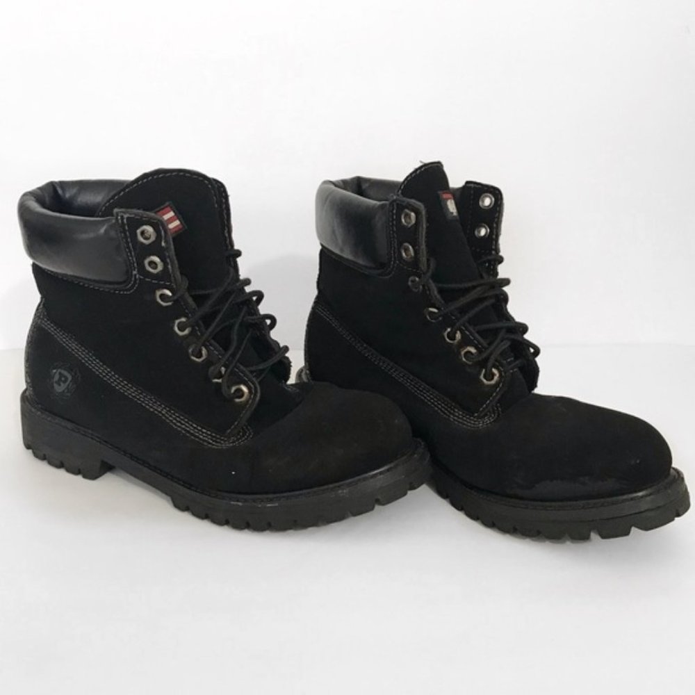 Micro Suede Lace Up Leather Upper Combat Boots